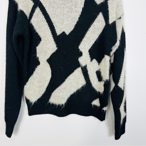 Humility Black & Cream Abstract Alpaca Wool Blend Turtleneck Sweater Women S - Picture 6 of 14